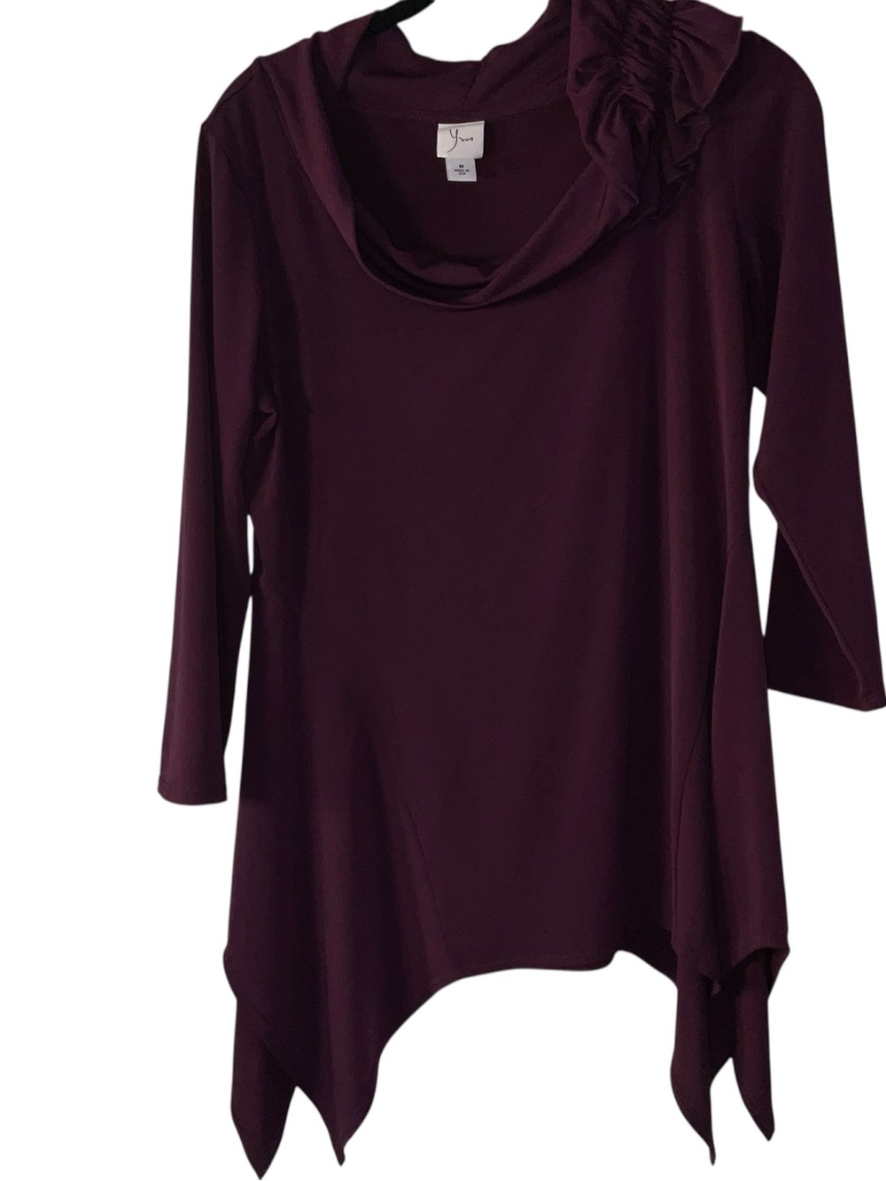 Yessica Plum Asymmetric Cowl Neck Women's Top